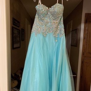 Tony Bowls Aqua Blue Ballgown Prom Dress